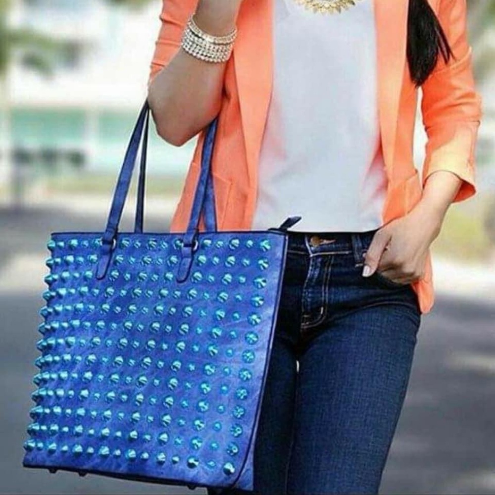 Denim stud N chic tote bag